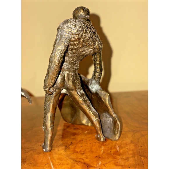 Vintage Matador & Bull Brass Coated Bronze Sculpture Set Bullfighting Read Desc - Picture 6 of 10